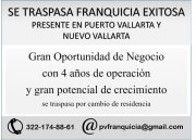 Se traspasa Franquicia exitosa en Nuevo Vallarta